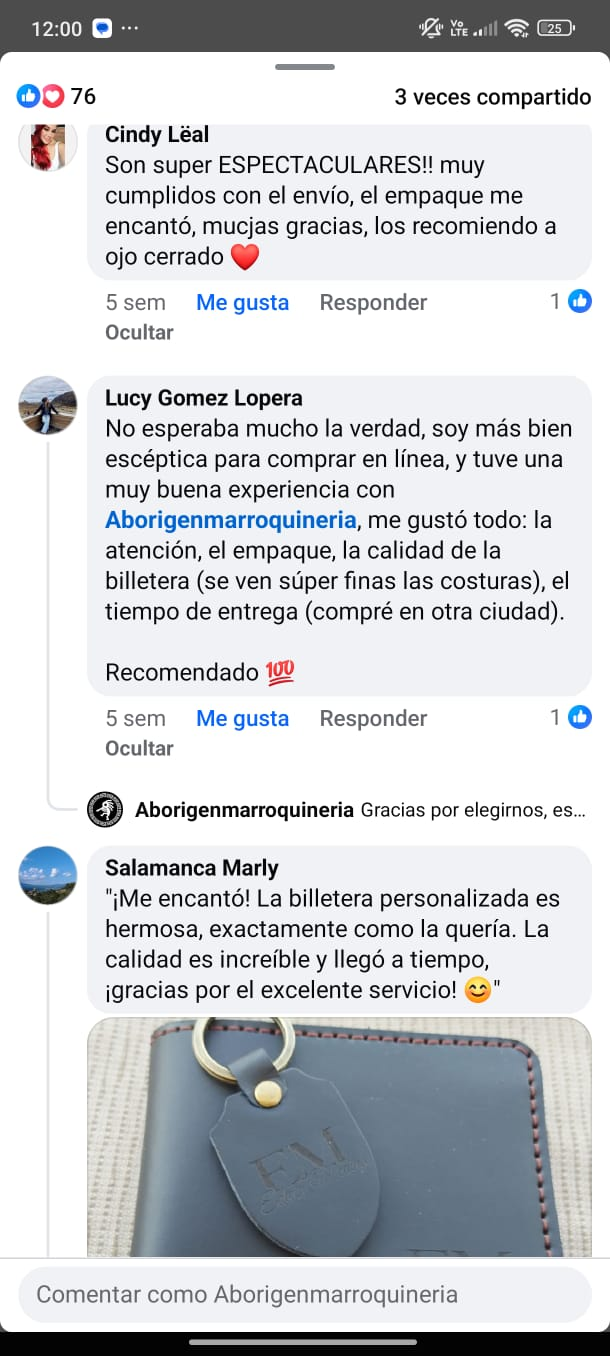 Comentarios reales de clientes de Aborigen en Facebook